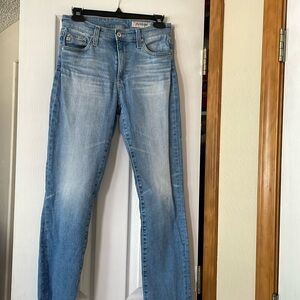 AG straight leg denim, raw hem, size 27